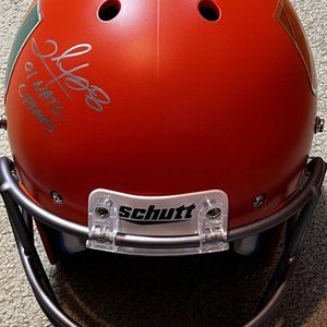 Miami Hurricanes Clinton Portis Signed F/S SCHUTT Helmet Tristar coa 01 Natl chp